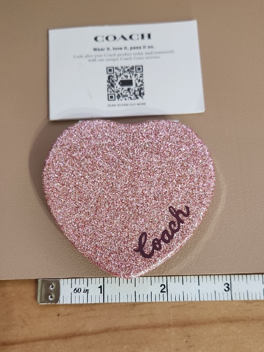 Coach Rose Glitter Heart Compact Mirror - Picture 4 of 4